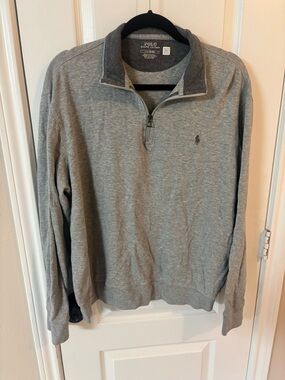 Polo Ralph Lauren RL Luxury Jersey Gray Quarter-Zip Pullover Men’s Large
